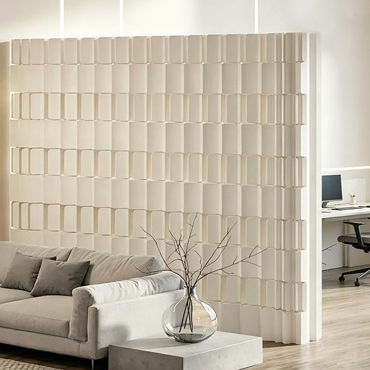 Modern Folding Room Divider for Space Separation, 5.2ft Tall Honeycomb Accordion Privacy Screen, Kraft Paper Portable Freestanding Partition Wall, No Drilling (Style-C, L78.7 x H94.5 Inch)