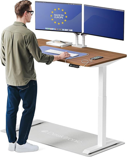 Desktronic HomeOne Standing Desk 54x28 — Ergonomic Sit Stand Home Office Desk, Made in Europe, Electric Dual Motor Height Adjustable, USB & USB-C Charging, Wobble-Free, Touchscreen, 3 Memory Presets