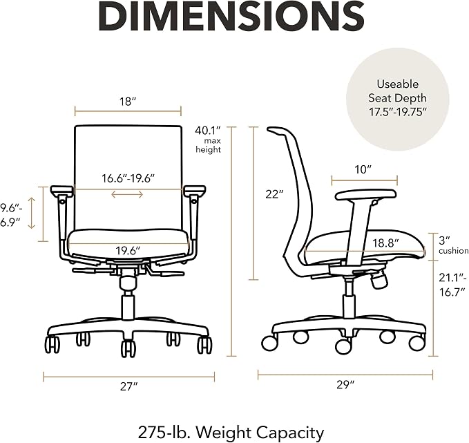 HON Convergence Ergonomic Office Chair with Mesh Back, Adjustable Arms, Lumbar Support, Synchro‑Tilt Desk Chair with Wheels for Home Office or Computer Use, Black Frame, Indigo