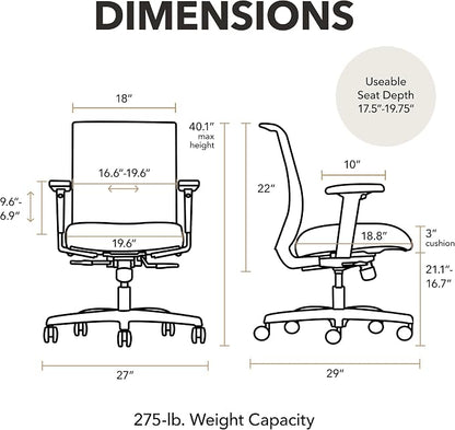 HON Convergence Ergonomic Office Chair with Mesh Back, Adjustable Arms, Lumbar Support, Synchro‑Tilt Desk Chair with Wheels for Home Office or Computer Use, Black Frame, Apricot