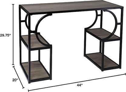SEI Furniture - Tyberton Writing Desk with Storage - Transitional Design, Natural Iron and Wood - Ideal for Home Office, Bedroom (HO1119037)