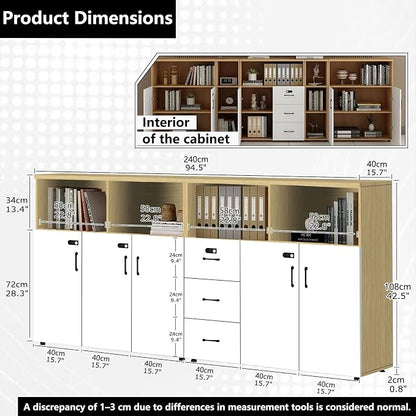 File Cabinet with Password Lock, Wood Lateral Filing Cabinet for Letter/A4 Files, 3 Drawer with Door, Printer Stand with Open Shelves for Home Office