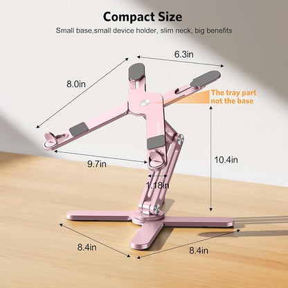 OMOTON 360° Rotating Laptop Stand Riser for Desk, Ergonomic Foldable Computer Stand Adjustable Height Angles for Collaborative Work, Easy Storage Fit Macbooks,All Laptops up to 16 inches, Pink