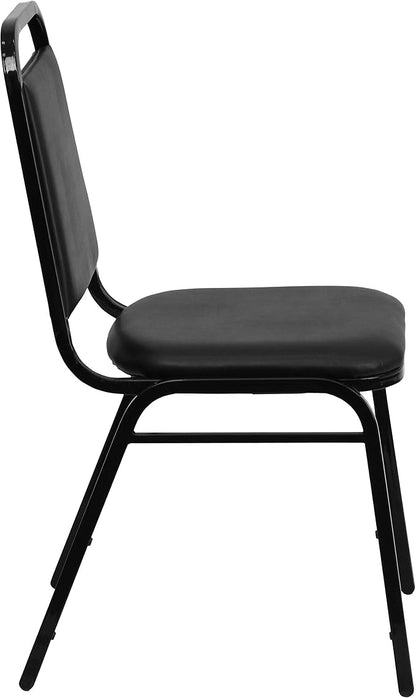 Flash Furniture Hercules Series Trapezoidal Vinyl Banquet and Event Chair, Commercial Event Chair with Padded Seat and Back, Black