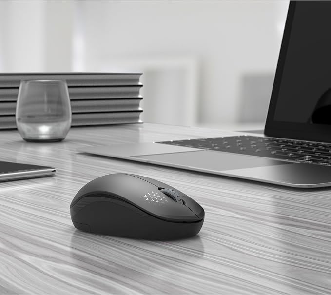 seenda Wireless Mouse for Laptop, 2.4G Noiseless Mouse with USB Receiver - Optical Tracking Portable Computer Mice for Chromebook, PC, Tablet, Windows System, 24 Months Battery Life - Black