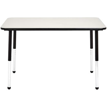 Amazon Basics Adjustable Height Rectangular Classroom Activity Table, Writing Desk for School and Home, Grey Top/Black Edge, 47" W x 29" L x 30" H