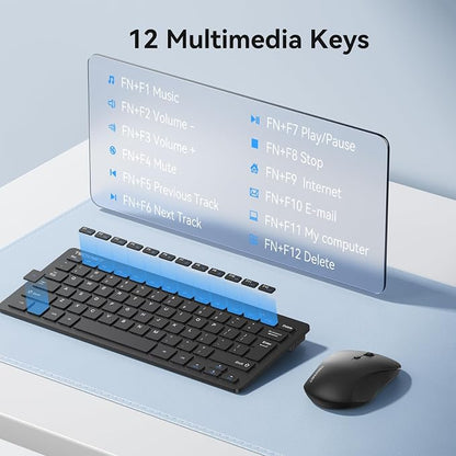 TECKNET Wireless Keyboard and Mouse Combo, 2.4G Mini Cordless Computer Keyboard and Mouse Set, Silent Adjustable 1600 DPI, Quiet Click, Lag-Free for Computer, Laptop, PC, Windows, Mac, Chrome OS