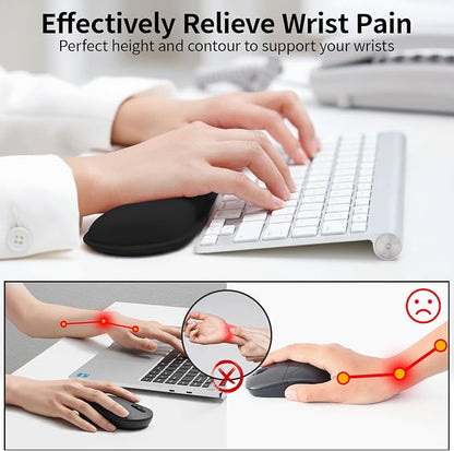 Bloss 2 Black Wrist Rest for Mouse & Keyboard, Ergonomic Wrist Support | Soft Memory Foam, Rubber Non-Slip, Wrist Rest for Mouse, Breathable, 1.2" Thick
