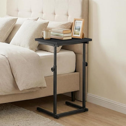 HOOBRO C Shaped End Table, Adjustable Height Sofa Side Table, Slide Under Couch Table, C Shaped Side Table for Small Spaces, for Living Room, Bedroom, Black BB71SF01
