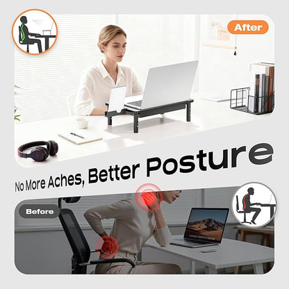 Computer Monitor Stand Riser with Storage, 3 Height Adjustable Laptop Desktop Monitor Stand with Drawer, Metal Short Printer Table, Stand Riser for Desk, Office Desk Organizers and Accessories, 2 Pack