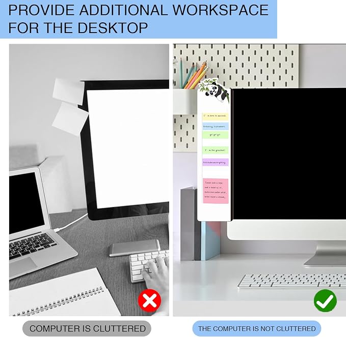 Office Desk Accessories 2pcs Multifunction Computer Monitor Memo Board - Transparent Computer Side Panel Memo Creative Monitor Side Panel Suitable for Office Home Desktop (Monitor Memo Board 15)