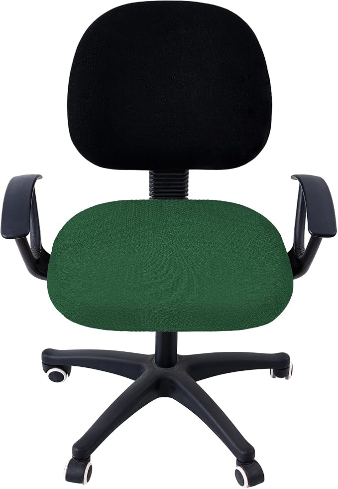 Smiry Stretch Jacquard Office Computer Chair Seat Covers, Removable Washable Anti-dust Desk Chair Seat Cushion Protectors - Emerald Green