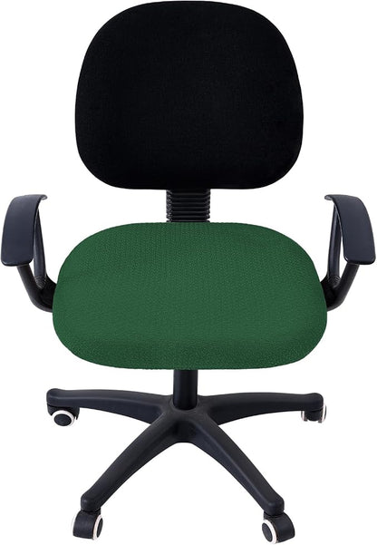 Smiry Stretch Jacquard Office Computer Chair Seat Covers, Removable Washable Anti-dust Desk Chair Seat Cushion Protectors - Emerald Green