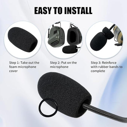 10Pack Aviation Muff Headphone Microphone Body Covers Wind Shields Boom Mic Windscreen Large Black Windshield Noise Sound Reduction High Density Foam for Peltor David Clark Tactical Headset h10-13.4