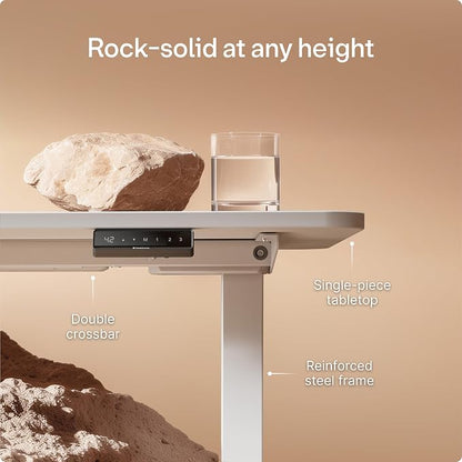 Desktronic HomeOne Standing Desk 48x24 — Ergonomic Sit Stand Home Office Desk, Made in Europe, Electric Dual Motor Height Adjustable, USB & USB-C Charging, Wobble-Free, Touchscreen, 3 Memory Presets