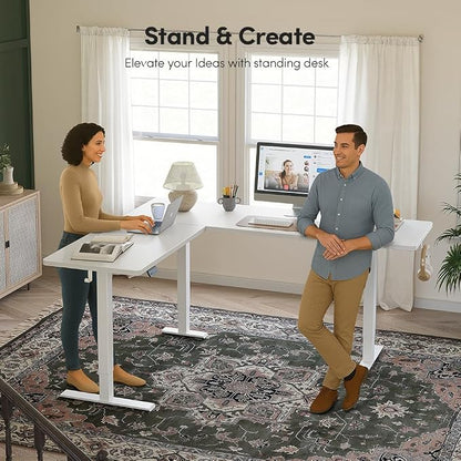 Cubiker 75 * 63" L Shaped Standing Desk, Reversible Corner Standing Desk, Suitable for Home Office, White