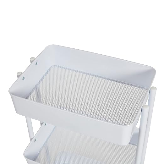 ECR4Kids 3-Tier Metal Rolling Utility Storage Cart, Multipurpose Organization, White