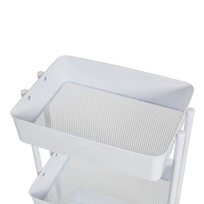 ECR4Kids 3-Tier Metal Rolling Utility Storage Cart, Multipurpose Organization, White