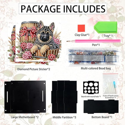 DIY Diamond Painting Kit，Little Black Dog Special Shape diamond painting pen holder, Acrylic Daily Office Desktop Decoration Storage Item