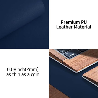 Aothia Leather Desk Pad Protector, Mouse Pad, Office Desk Mat, Non-Slip PU Leather Desk Blotter, Laptop Desk Pad, Waterproof Desk Writing Pad for Office and Home (Dark Blue,23.6" x 13.7")