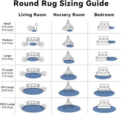 OLANLY Blue Round Rugs for Bedroom - Machine Washable, 2 ft Circle Area Rugs for Living Room, Soft and Fluffy Shaggy Carpet for Teen Girl and Boys, Nursery Rooms, Dorms, Home Decor Aesthetic