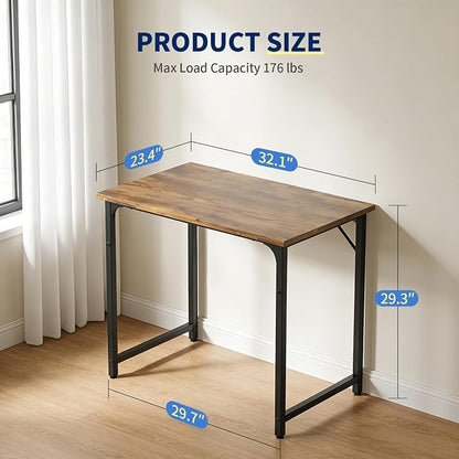 BestOffice Computer Desk,Home Office Desk, Modern Simple Style for Home Office Study Writing (Brown, 32 Inch)