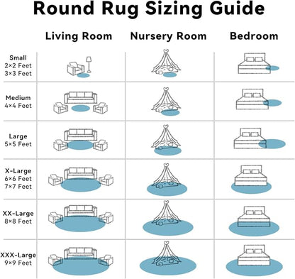 OLANLY Slate Blue Round Rugs for Bedroom - Machine Washable, 2 ft Circle Area Rugs for Living Room, Soft and Fluffy Shaggy Carpet for Teen Girl and Boys, Nursery Rooms, Dorms, Home Decor Aesthetic
