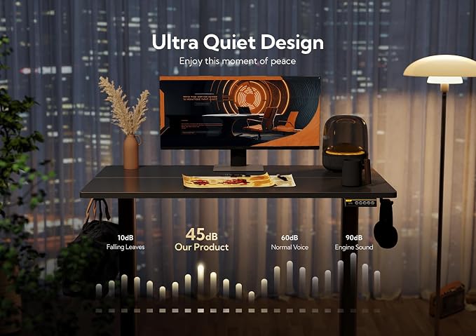 Claiks Electric Standing Desk, Adjustable Height Stand up Desk, 48x24 Inches Sit Stand Home Office Desk with Splice Board, Black Frame/Black Top