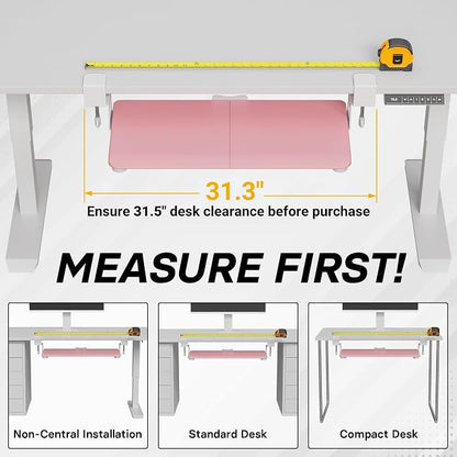 BONTEC KMT01 Under Desk Keyboard Tray, Pull-Out Keyboard & Mouse Platform with C-Clamp, 25.6 x 11.8 in Space-Saving Ergonomic Slide-Out Drawer, Pink