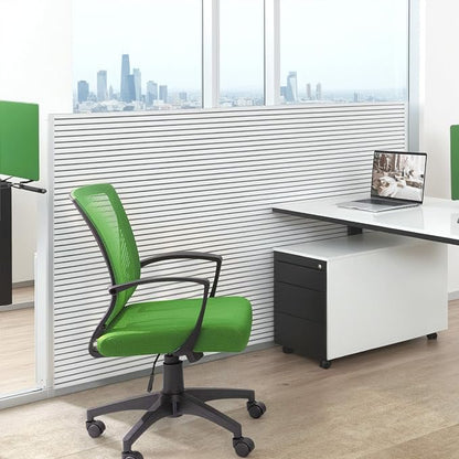 Furmax Office Chair Ergonomic Computer Desk Mesh Chair Mid Back Swivel Lumbar Support with Armrest (1, Green)