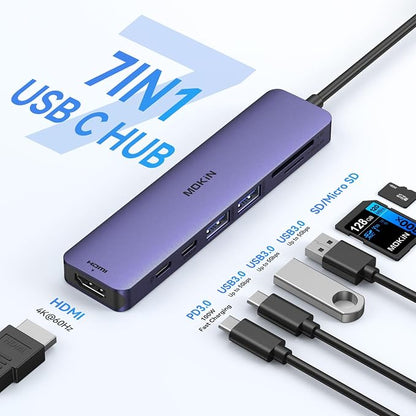 USB C Hub HDMI Adapter for MacBook Pro/Air, MOKiN 7 in 1 USB C Dongle with HDMI