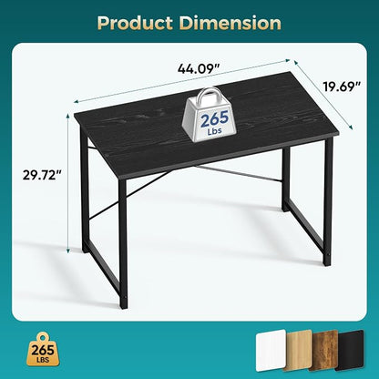 OLIXIS 44 Inch Computer Office Desk for Small Spaces, Writing Gaming Work Desk Modern Study Table with Metal Frame Home Bedroom, Black