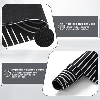 iCasso Black Desk Mat, Large Mouse Pad for Desk, Anti-Slip Big Mousepad with Stitched Edges, Computer Pad for Desktop