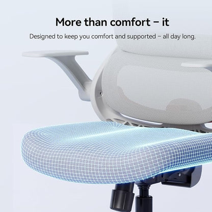 SIHOO B100 SE Office Chair, Desk Chair with Adaptive Lumbar Support & 2D Flip-up Armrests, 135° tilt Soft Memory Foam Erogonomic Chair for Home Office,Hold 300 LBS-White