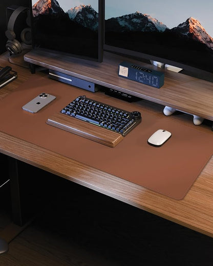 Leather Desk Pad Protector, Mouse Pad, Office Desk Mat, Non-Slip PU Leather Desk Blotter, Laptop Desk Pad, Waterproof Desk Writing Pad for Office and Home (Brown, 31.5" x 15.7")