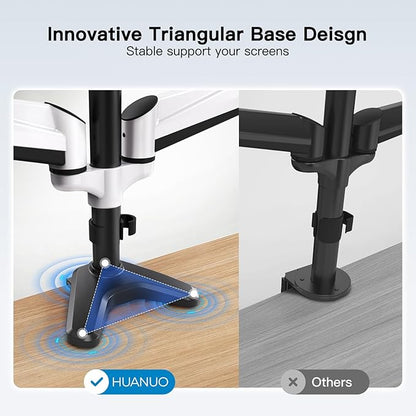 HUANUO Triple Monitor Stand - Full Motion Articulating Monitor Mount Fit Three 17 to 32 inch LCD Computer Screens with Clamp, Grommet Kit