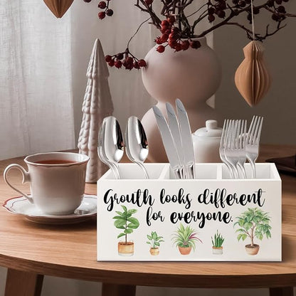 Growth Looks Different for Everyone Mental Health Growth Mindset Wooden Pen Pencil Holder for Classroom Therapy Office Desk Accessories, Back to School Supplies Gifts for Students