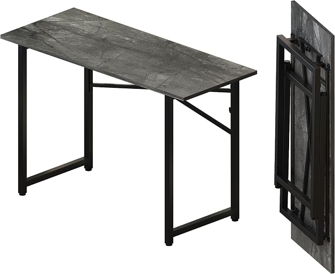 Lutown-Teen Folding Computer Desk 47 inch Writing Gaming Computer Camping Table, No Assembly Required Home Office Desk, Grey