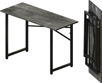 Lutown-Teen Folding Computer Desk 47 inch Writing Gaming Computer Camping Table, No Assembly Required Home Office Desk, Grey