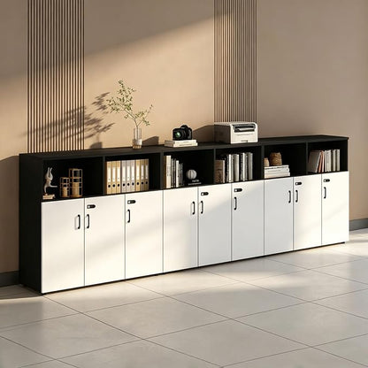 File Cabinet with Password Lock, Wood Lateral Filing Cabinet for Letter/A4 Files, 3 Drawer with Door, Printer Stand with Open Shelves for Home Office