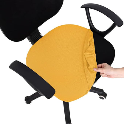 Smiry Stretch Jacquard Office Computer Chair Seat Covers, Removable Washable Anti-dust Desk Chair Seat Cushion Protectors - Mustard Yellow