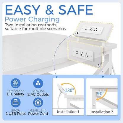 METYERRY Large Printer Stand with Power Outlet, with Height Adjustable Storage Shelf, 3 Tier Rolling Printer Cart with Industrial Wheels, 23.6 x 23.6 Inches Printer Table for Home Office, White