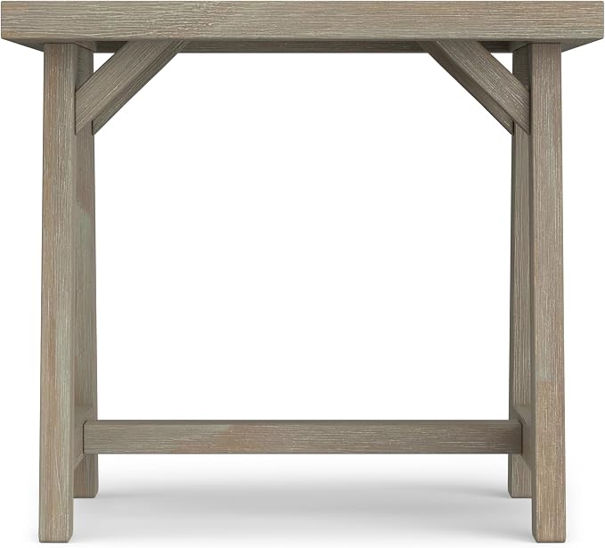 SIMPLIHOME Sawhorse SOLID WOOD 22 inch Wide Square Modern Industrial End Side Table in Distressed Grey for the Living Room and Bedroom