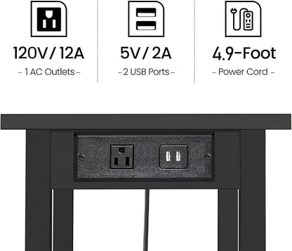 TUTOTAK 2 Tier Printer Stand, Rolling Printer Cart with Power Outlets and USB Ports, Mobile Printer Table with Wheels, for Under Desk, Office, Home, Black PS01BK001