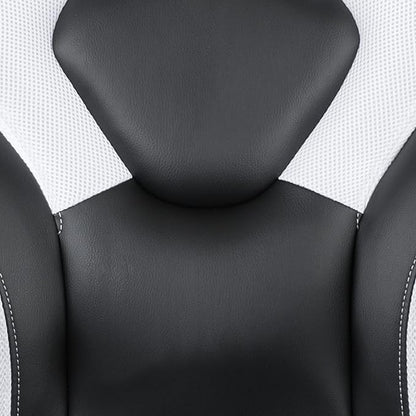 Flash Furniture X10 High-Back LeatherSoft Racing Style Gaming Chair with Flip-Up Arms, Ergonomic Padded Swivel Computer Chair, White/Black