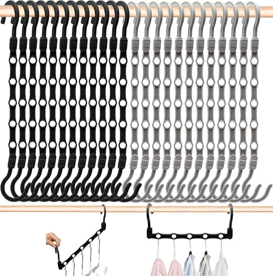 24 Pack Closet Organizers and Storage, Stronger Space Saving Hangers Clothes Hanger with 5 Holes Closet Storage for Heavy Clothes,College Dorm Room Essentials for Girls Guys, Magic Home Organization