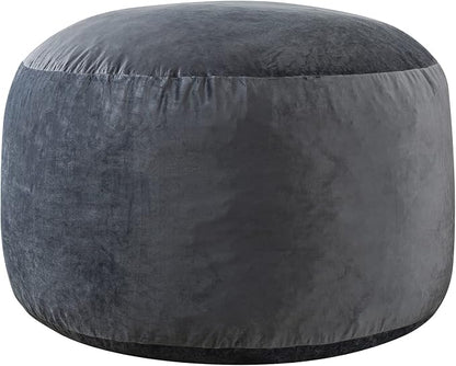 WhatsBedding 3 ft Bean Bag Chair,Large Bean Bag Chairs for Adults with Memory Foam Filling,Lazy Bean Bag Sofa for Living Room,Ultra Soft Velvet Fabric,Pull-Handle,Side-Pocket - 3 Foot,Dark Grey