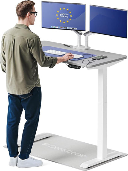 Desktronic HomeOne Standing Desk 48x24 — Ergonomic Sit Stand Home Office Desk, Made in Europe, Electric Dual Motor Height Adjustable, USB & USB-C Charging, Wobble-Free, Touchscreen, 3 Memory Presets