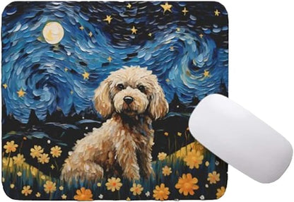 Starry Night Poodle Dog Mouse Pad for Computer Laptop Home Office Gaming Working Desk Desktop Accessories Non-Slip Rubber Mouse Pad for Dog Lovers (Poodle)