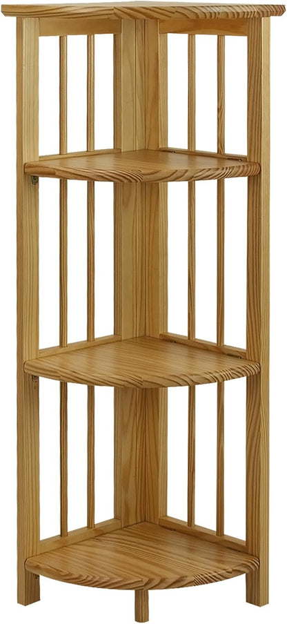 Casual Home 4-Shelf Corner Folding Bookcase, Natural
